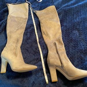 Guess over the knee suede boot. Neutral taupe color